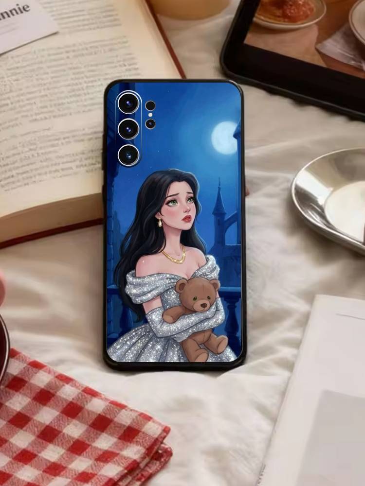 Чехол для телефона Т-Рапунцель Принцесса Для Samsung S26,S25,S24,S23,S22,S30,S21,Ultra,Plus,FE 5G Черный Мягкий Чехол