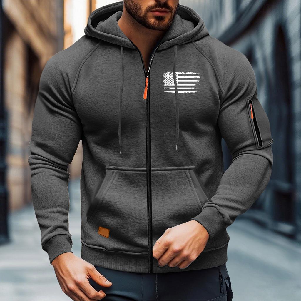 Men's Leisure Long Sleeves Zipper Hooded Hood Hoodie Coat Hooded Hood