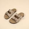 Fashion 2024 New Summer Women's Cork Slippers Casual Beach Double Buckle Non-slip Outside Nubuck Leather Slip On Slides Shoe for Women