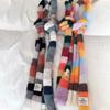Knitted Wool Sausage Thin Scarf With Warm Color Splicing Contrast Rainbow Color Scarf  Winter
