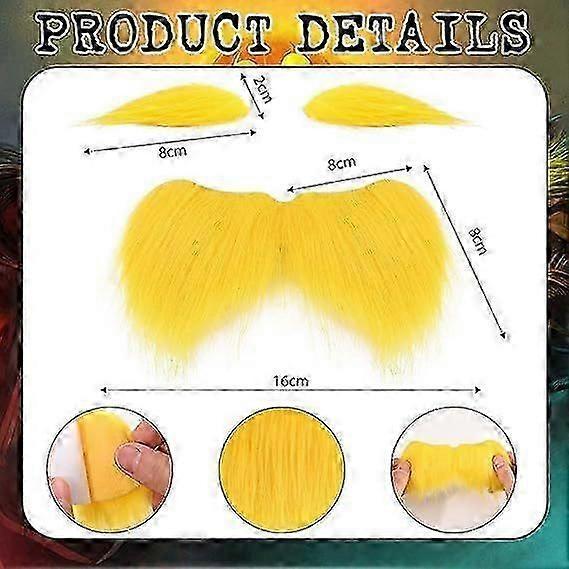 Halloween Tangerine Costume Accessories Fake Mustache Beard and Yellow Eyebrows Open Face Jumpsuit Bodysuit for Cosplay Party