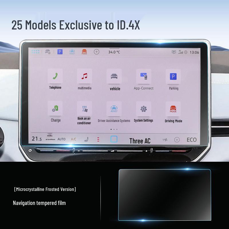 Закаленное стекло для экрана и пленка для центральной консоли Volkswagen ID4X CROZZ для декора интерьера