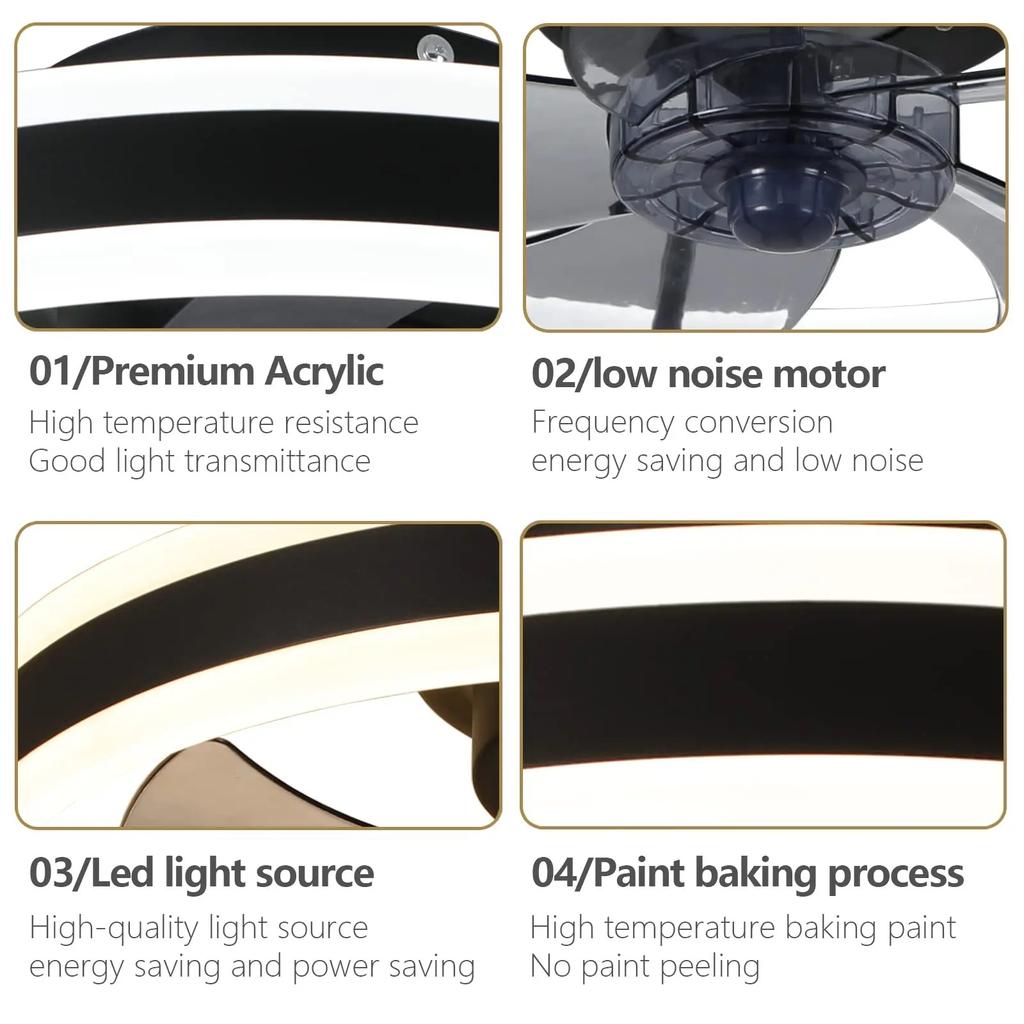 Led Ceiling Lamp Ceiling Fan Decoration Home Electric Fan Living  Lighting Bedroom Hanging Chandelier 40CM Dining Table Light