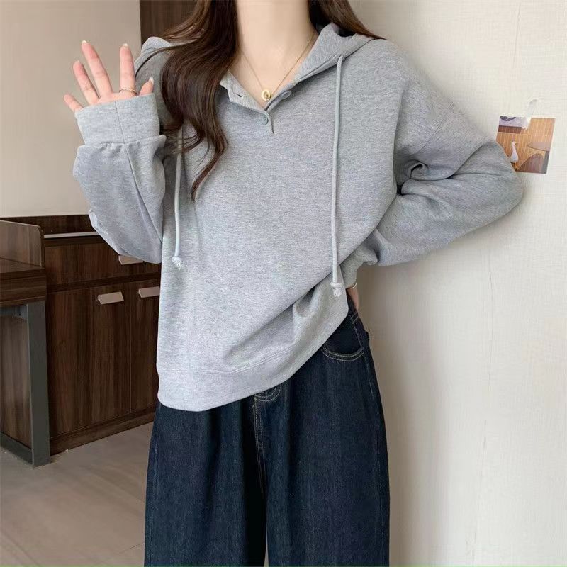 Ins Containing Cotton Hooded Sweater Women's Autumn and Winter Korean Loose Long-sleeved with Hooded Shirt Tops Outside