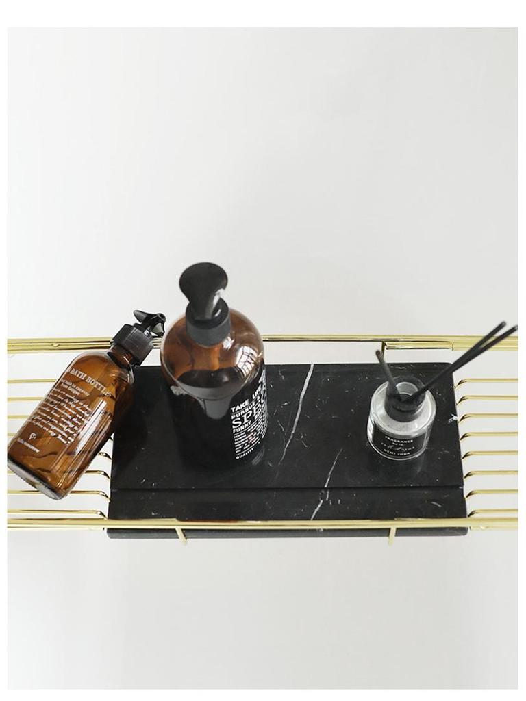 Black & Gold Marble Stainless Steel Bathtub Organizer & Soaking Rack