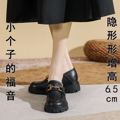 Маленькая женщина маленький размер 32334 черные туфли-лодочки универсальные кожаные туфли осень и зима конская улица пряжка внутренняя высота увеличение 6 см