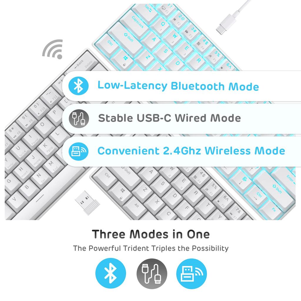 RK ROYAL KLUDGE RK61 Mechanical Keyboard with Blue Compatible with and Universal for and PCs Lightweight and Compact QWERTY US Layout Switches,