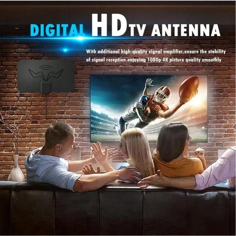 4K Высокий коэффициент усиления HD ТВ DTV Бокс Цифровая ТВ антенна Вилка ЕС Усилитель Активная комнатная антенна HD Плоский дизайн С усилителем сигнала