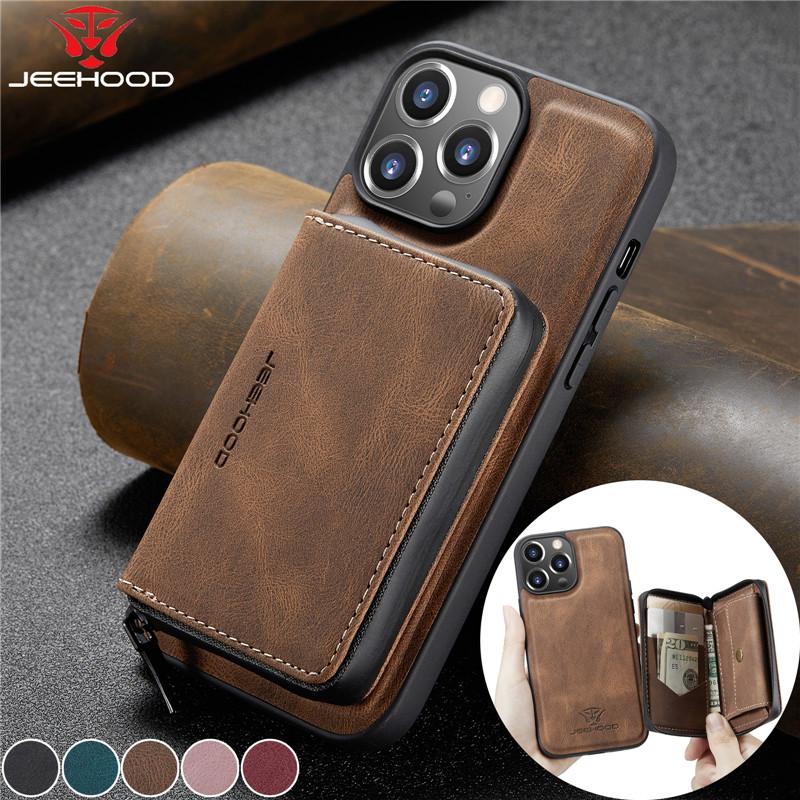 Zipper Wallet Card Phone Case for iPhone 17 Pro Max 16 Plus 15 14 13 12 11 XS XR X Flip Leather Holder Back Cover For Samsung S25 Ultra S24 FE S23 S22