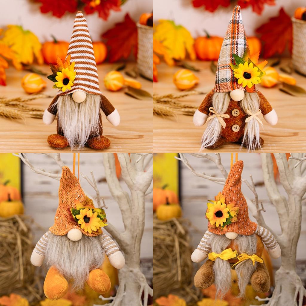 1 Piece of Thanksgiving Decoration Bedroom No Face Doll Goblin Harvest Festival Sunflower Maple Leaf Rudolf Dwarf Wall Decor