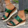 Fashion Sequined Cloth Platform Slippers Women Summer Outdoor Fashion Bling Wedges Sandals Ladies Thick Bottom Non-Slip Shiny Slides