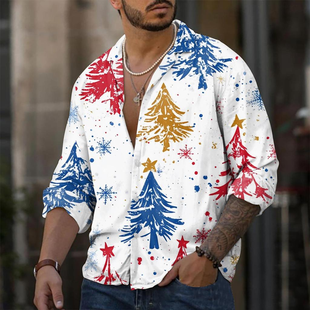 Men'S Casual Loose Fitting Long Sleeved Shirt Fashionable Lapel Shirt Top