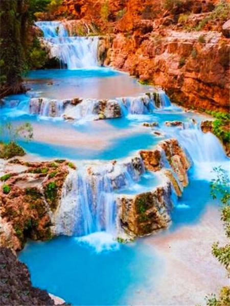 Полный квадратный/круглый алмазная живопись Пейзаж 5D DIY Алмазная вышивка Распродажа Водопад Стразы Мозаика Настенное искусство