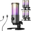 Fujirec USB Condenser Microphones (5-Pack) Gaming Microphones with RGB Unidirectional Design, Volume Knob, Headphone Jack, and Mute Switch (5)