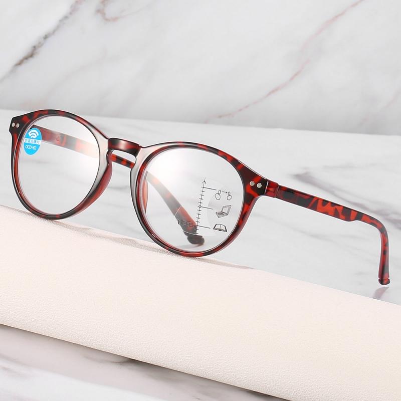 Круглая оправа Прогрессивные очки Мужские сверхлегкие HD мультифокальные очки для чтения Женские очки для пресбиопии с блокировкой синего света