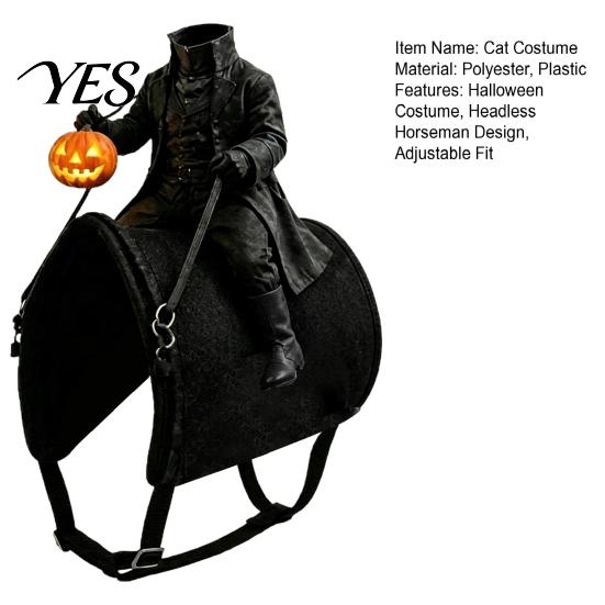 Cute Dog Clothes for Party Headless Horseman Cat Costume, Halloween 3D Funny Rider Pet Outfit with Pumpkin Comfortable Costume Accessory Lantern,