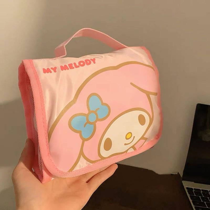 Sanrio Hello Kitty Косметичка Мультяшная Милая Большая Вместимость Складная Хранение Дорожная Сумка Kawaii Портативная Ручная Сумка