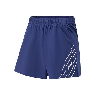 Удобные эластичные повседневные шорты Li Ning для настольного тенниса, быстросохнущие, со средней посадкой, унисекс, синие AAPU045-3