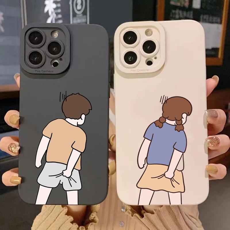 INS Cute Cartoon Couple Silicone Phone Case For Redmi Note 13 12 11 Pro Plus 13 12S 11S 10S Redmi 12 13C Shockproof Cover