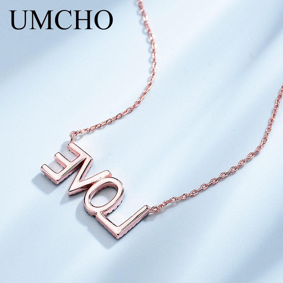 Umcho Красочная Радужная цепочка с надписью LOVE, однотонное ожерелье из стерлингового серебра 925 пробы для женщин, подарок на день рождения, ювелирные изделия