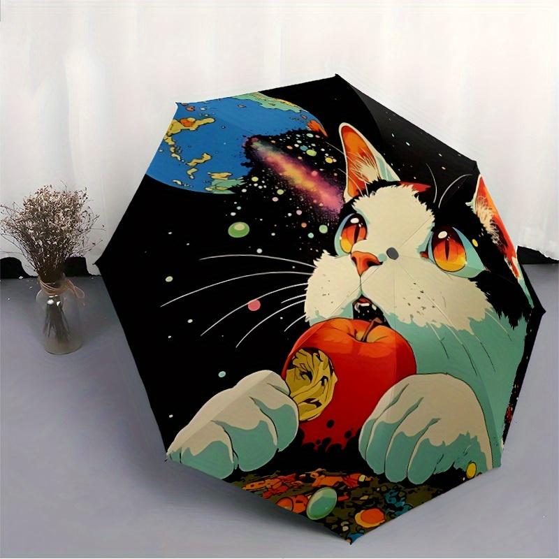 1pc Cosmic Cat Automatic Open/Close Umbrella, Portable Folding umbrella for Everyday Use yy250826023