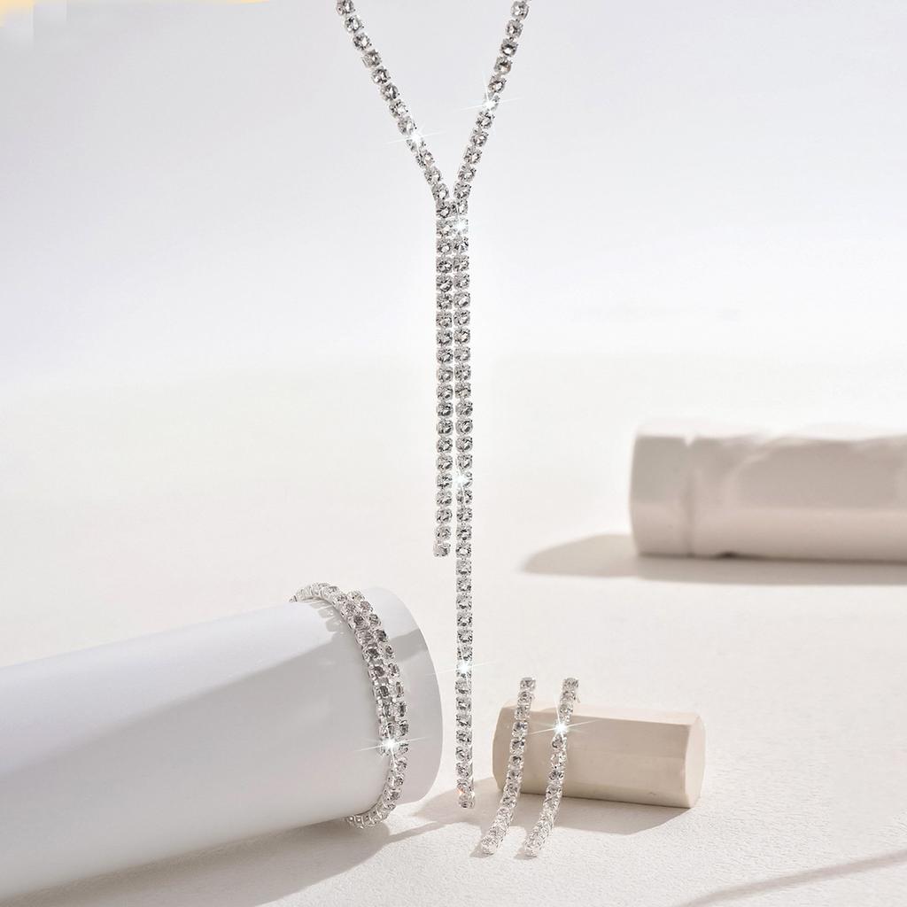 Женские серьги-браслеты со стразами, ожерелье, комплект ювелирных изделий для свадьбы, вечеринки, фестиваля, подарков