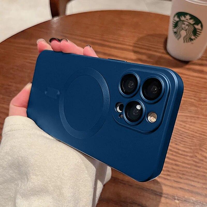 Роскошные чехлы для телефонов Magsafe с магнитной защитой линз для iPhone 15 14 11 13 12 Pro Max Plus, аксессуары для беспроводной зарядки