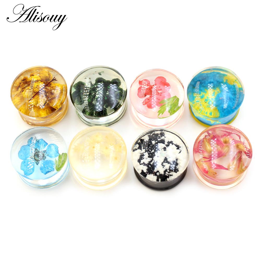 Alisouy 2 шт. прозрачный акриловый цветок лист одуванчик снежинка ушные манометры туннельная пробка носилки расширитель пирсинг украшения для тела