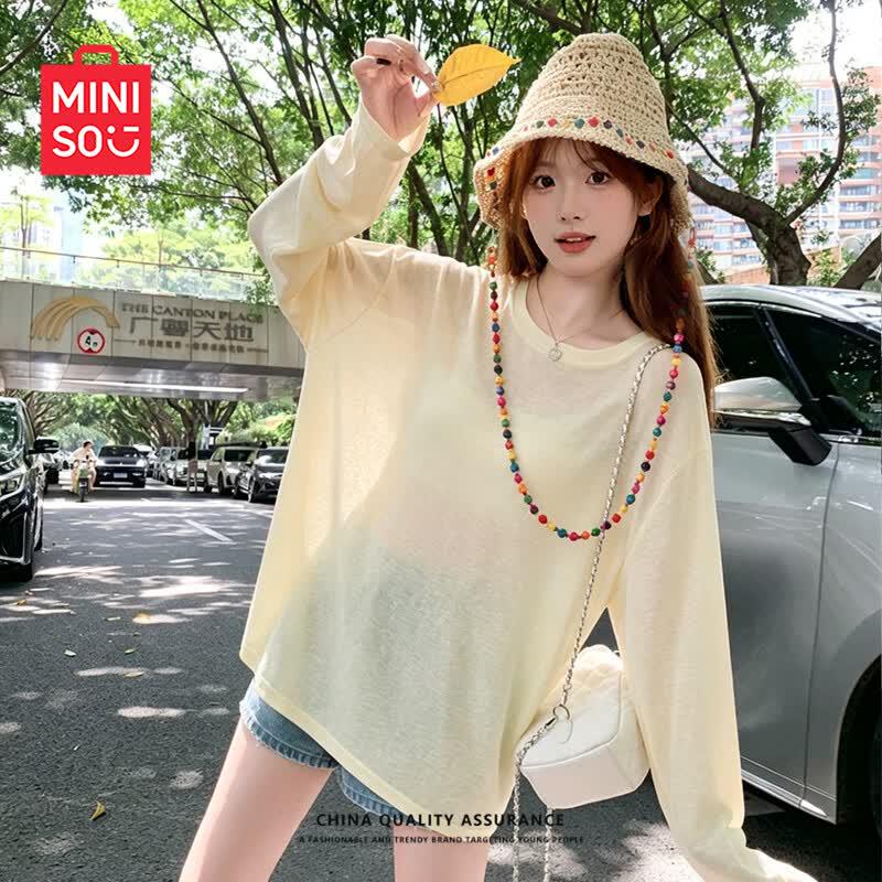 MINISO Женская дышащая футболка с длинным рукавом для защиты от солнца