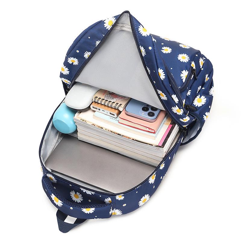 New Daisy Print Backpack Set: 3-Piece for Primary School Girls