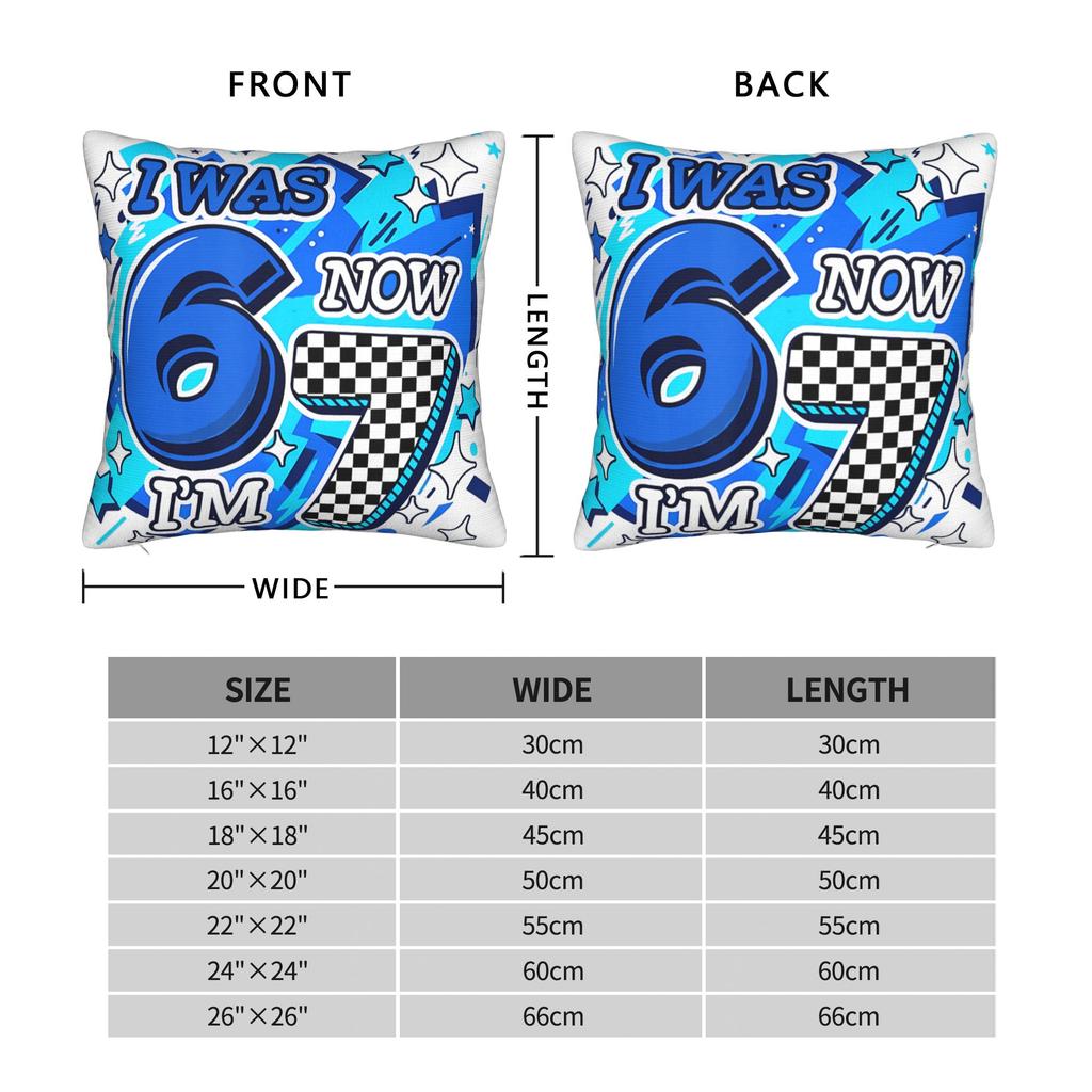 Blue Checkered I was 6 Now Im 7 67 Meme Pillow Case Funny Pillow Cover Soft Pillowcases For Living Room Chair