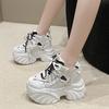 Women Leather Sneakers Spring Lace-up High Platform Chunky Shoes Breathable Walking Shoes 10CM Wedge Heels Casual Sports Shoes