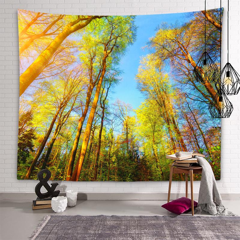 Приморский закат, пейзаж с закатом, гобелен, солнечный лес, украшение стены, гобелен для гостиной, эстетика комнаты, украшение для дома
