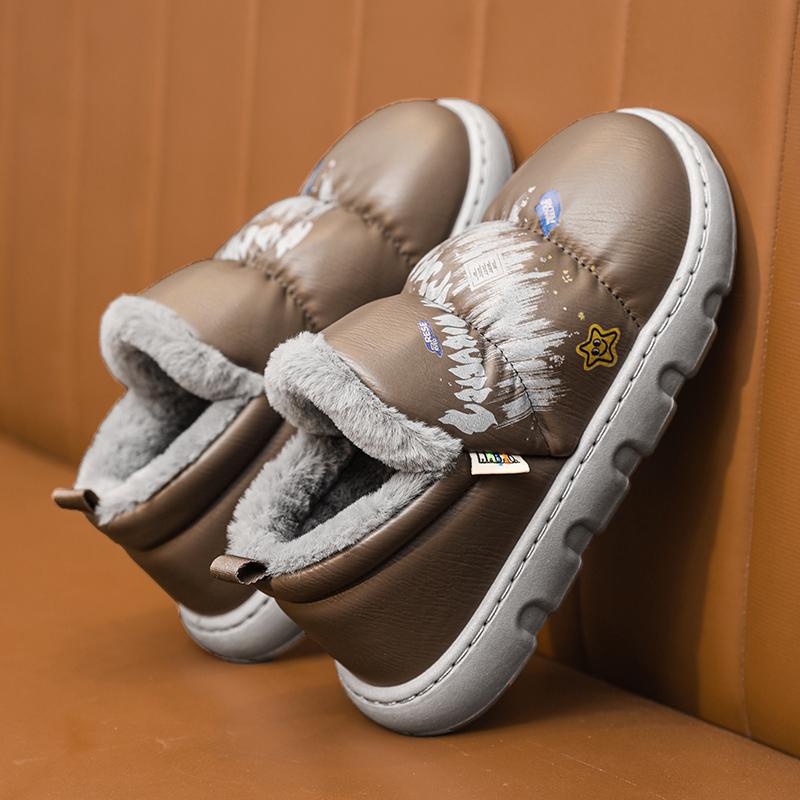 Warm Winter Cotton Shoes Women Warm Fur Home Slippers EVA Non-Slip Plush Slippers Indoor Couple Thick Sole Footwear Slides