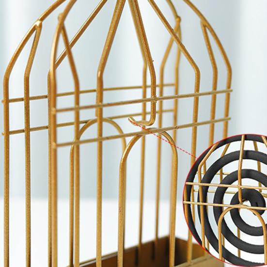 Подставка-держатель для благовоний в виде птичьей клетки с поддоном для сбора пепла, отпугиватель, подвеска-держатель для спиральных благовоний, портативная декоративная курильница для благовоний