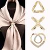 Scarf Pin Brooches Simple Crystal Brooches Shawl Ring Clip Scarves Fastener Silk Scarf Buckle Brooch Wedding Jewelry Accessories