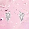 925 Sterling Silver Stud Earrings Leaves Simple Korean Style Small Ear Studs Silver Jewelry