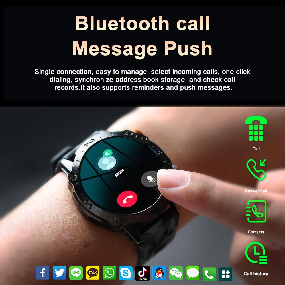 SACOSDING новые умные часы с Bluetooth для вызова, музыка, погода, 1,43 дюйма, пульс, кровяное давление, кислород, мультиспортивные умные часы