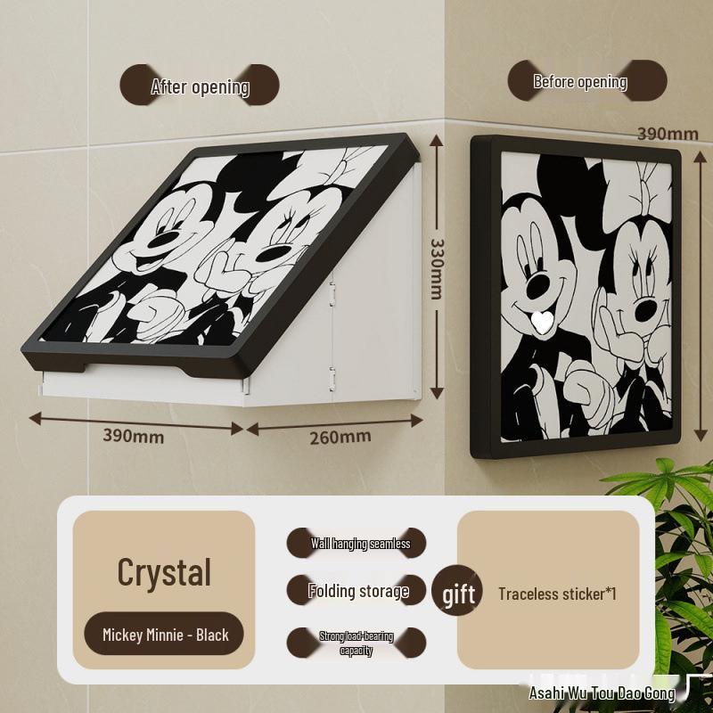 Waterproof Folding Bathroom Wall Cabinet with Mural Design and Clothes Storage