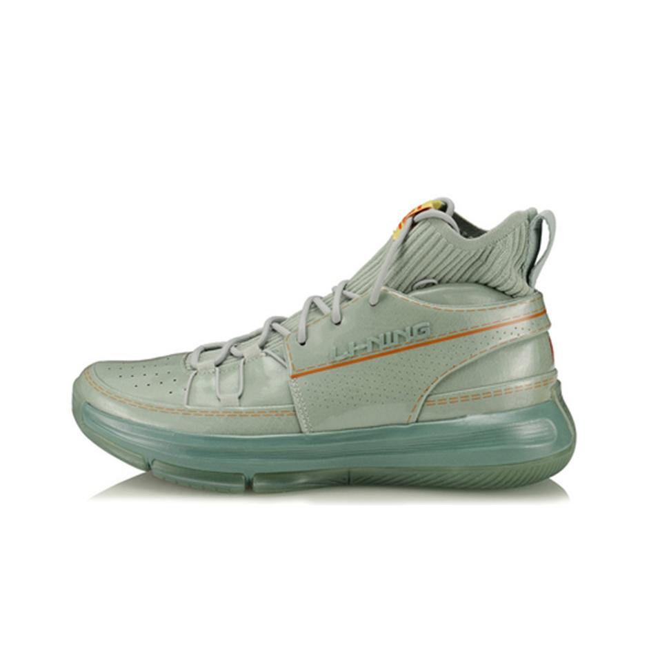 Баскетбольные кроссовки Li Ning 937 Rebirth High-Top Retro, мужские кроссовки, цвет серый, зеленый, AGBQ027-3