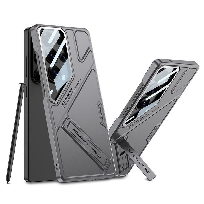 Тонкий чехол-бампер на все тело для телефона Galaxy S26 Ultra со встроенной подставкой и защитой объектива, матовое покрытие