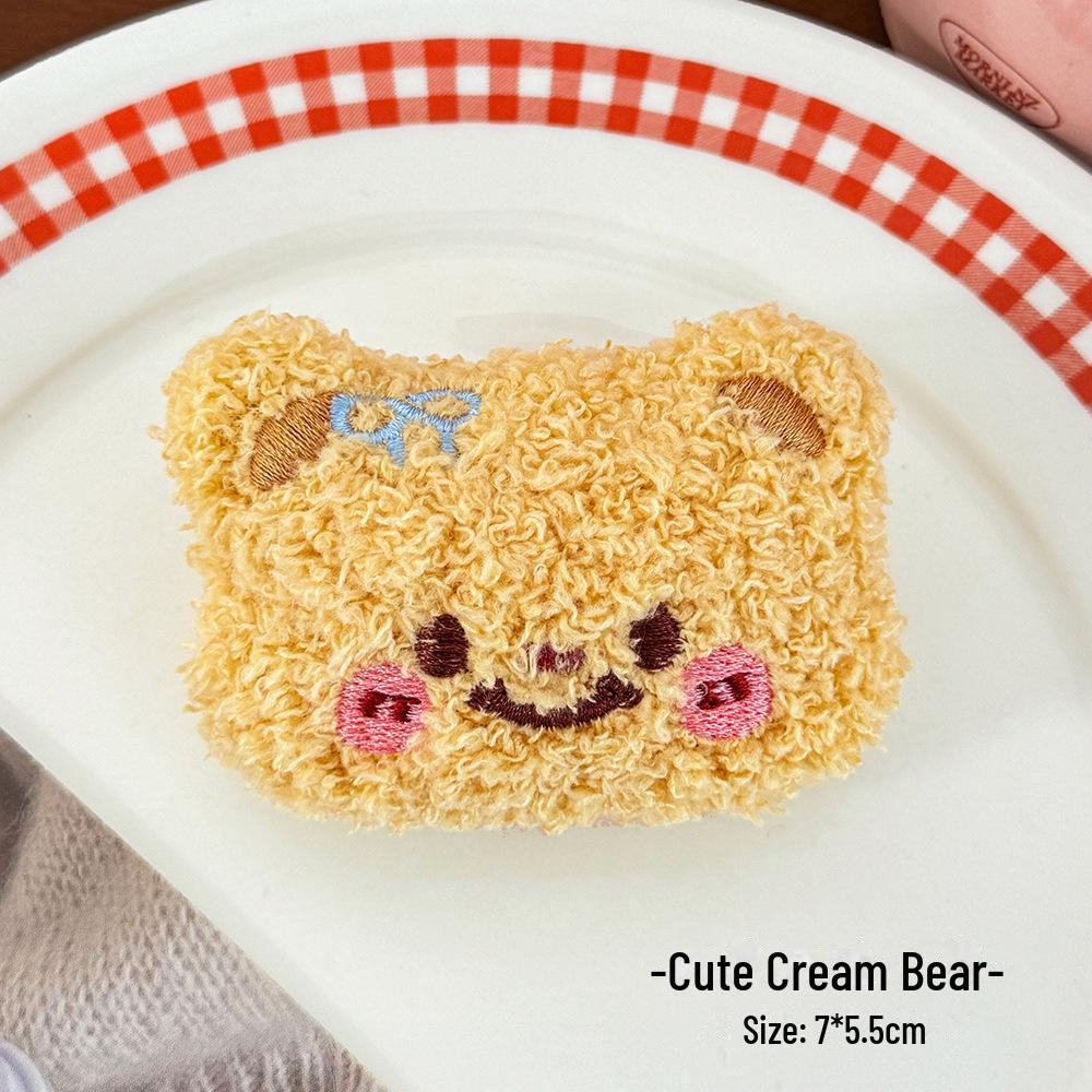 Мягкая брошь в виде молочно-желтого медведя - мультяшная кукла в подарок детям и детской одежде