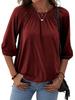 Women's Cotton Crew Neck T-Shirt Half Sleeve Loose Pleated Basic Blouse Top