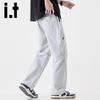 izzue it Men's Ice Silk Loose Straight Workwear Casual Pants