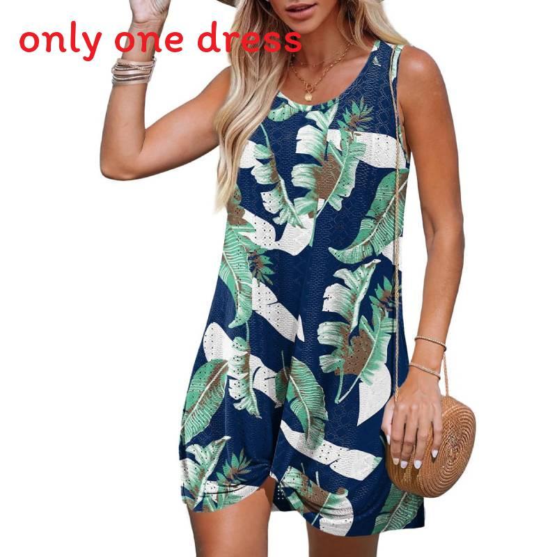 Polyester Splicing Aline Mini Dress With Twist Knot For Summer Beach Vacation Wear