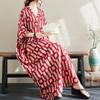 2024 Plus Size Summer Long Dress Beach Women V-Neck Floral Print Holiday Linen Loose Maxi Dresses