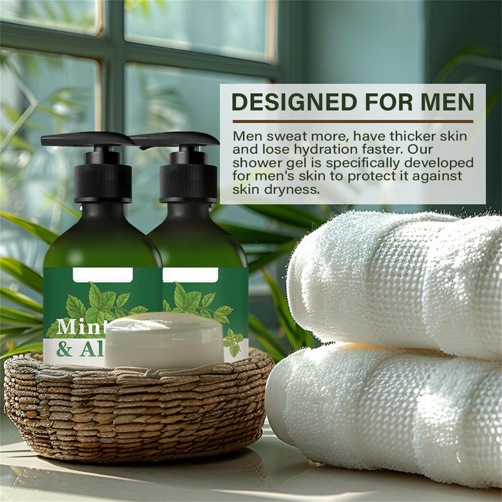 Menthol Aloe Soothing Body Wash Oil Control Moisturizing Shower Gel 300ml