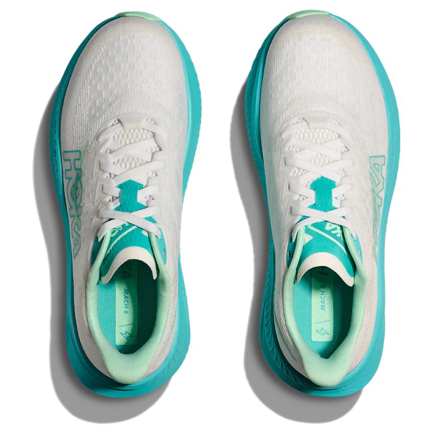 HOKA One One Mach 6 Удобная Универсальная Ткань Синтетическая Кожа Нескользящие Прочные Низкие Кроссовки для Бега Женские кроссовки Белый Синий 1147810-WTCL