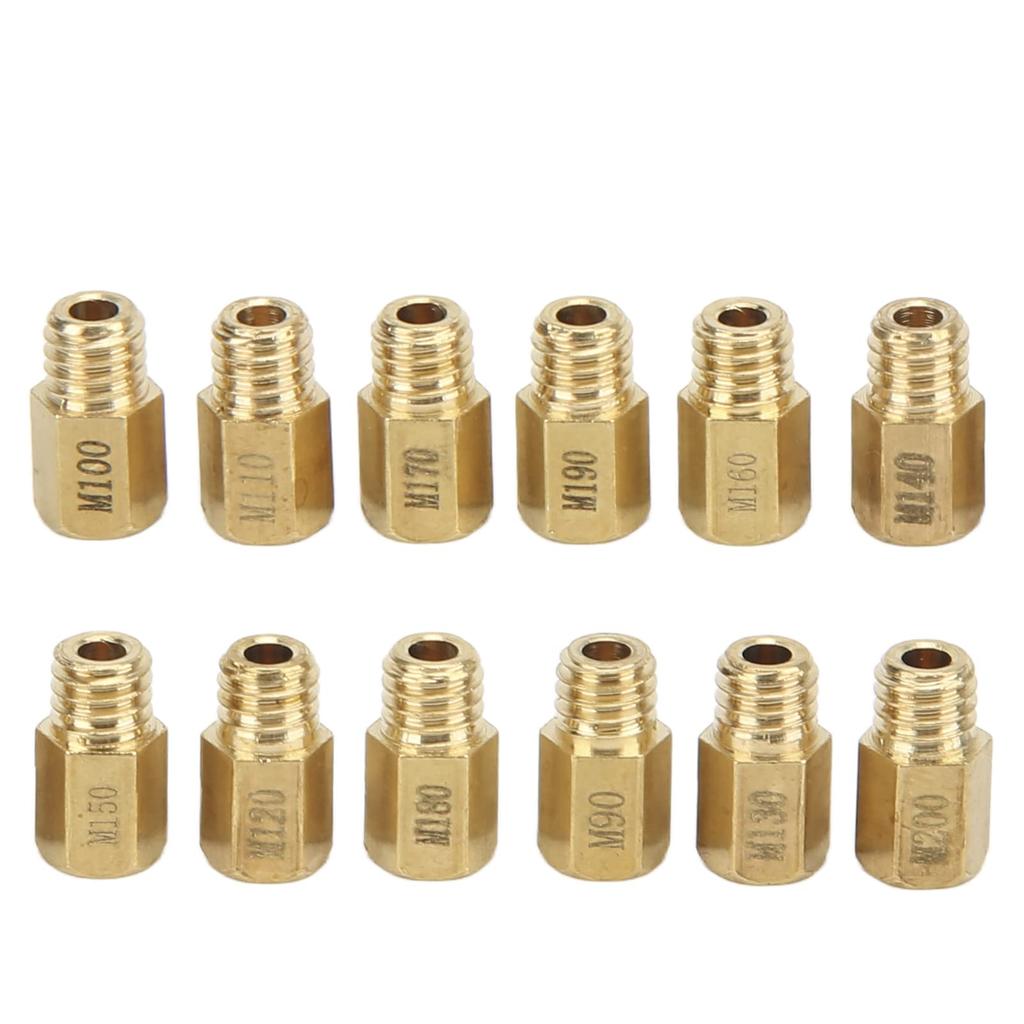 12pcs Carburetor Main Jet Kit 90-200 Gold Heavy Duty Carburetor Nozzle for Mikuni VM TM TMX, Professional Manufacture, Long Life