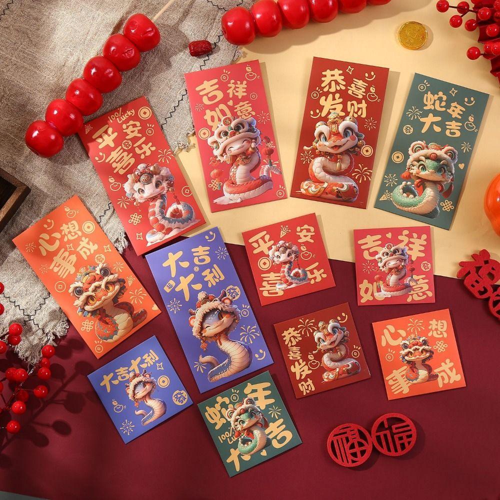6pcs/set Chinese Style New Year Red Envelopes Cartoon Cash Envelopes Chinese New Year
